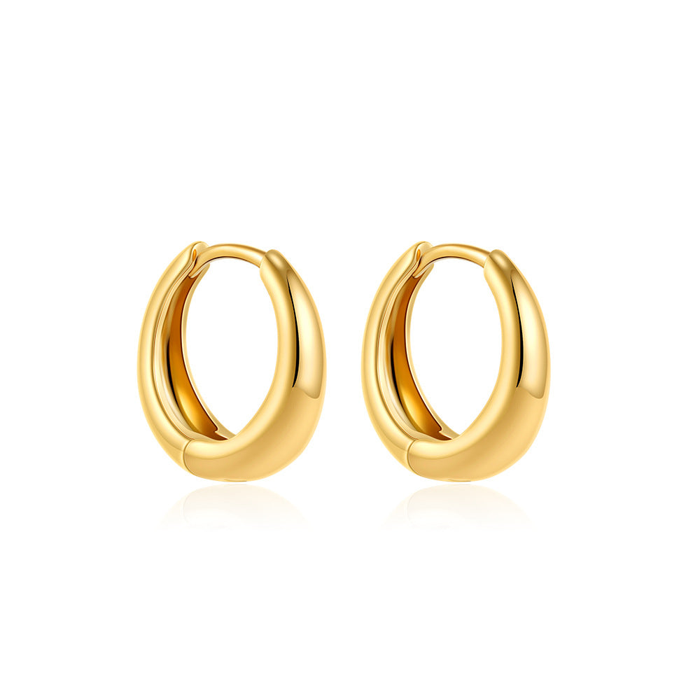 Stainless Steel Gold Glossy Stacked Simple Classic Earrings