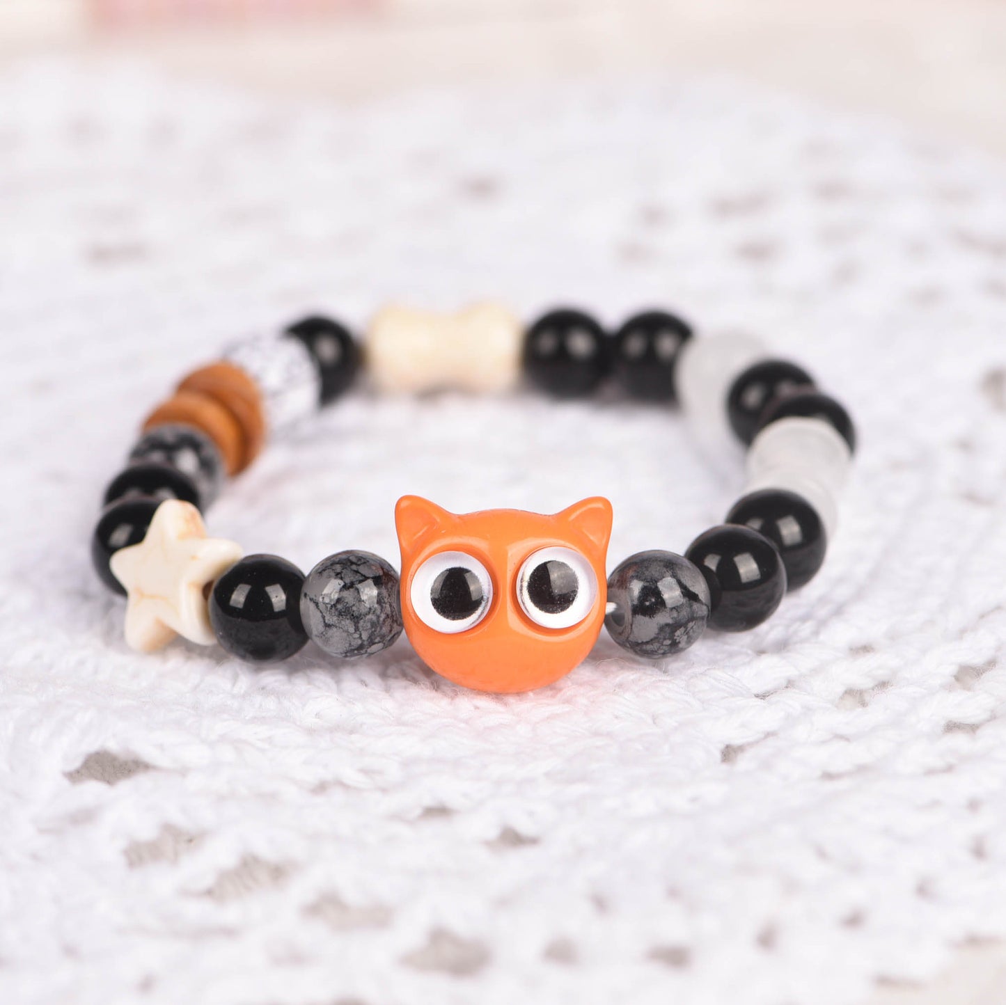 Cat Beaded Cute Elastic String Ceramic Bracelets