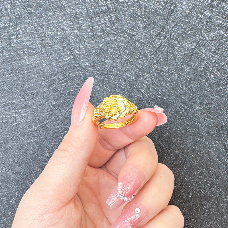 Color Fading Imitation Flower Exaggerated Wedding Bride Fake Rings