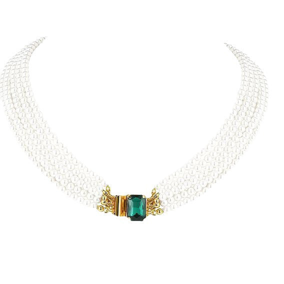 Women's Retro Twist Court Pearl Exaggerated High Necklaces