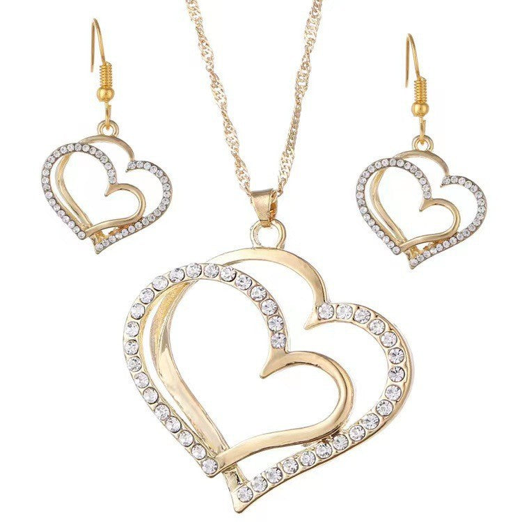 Wedding Dinner Double Love Heart Shaped Earrings