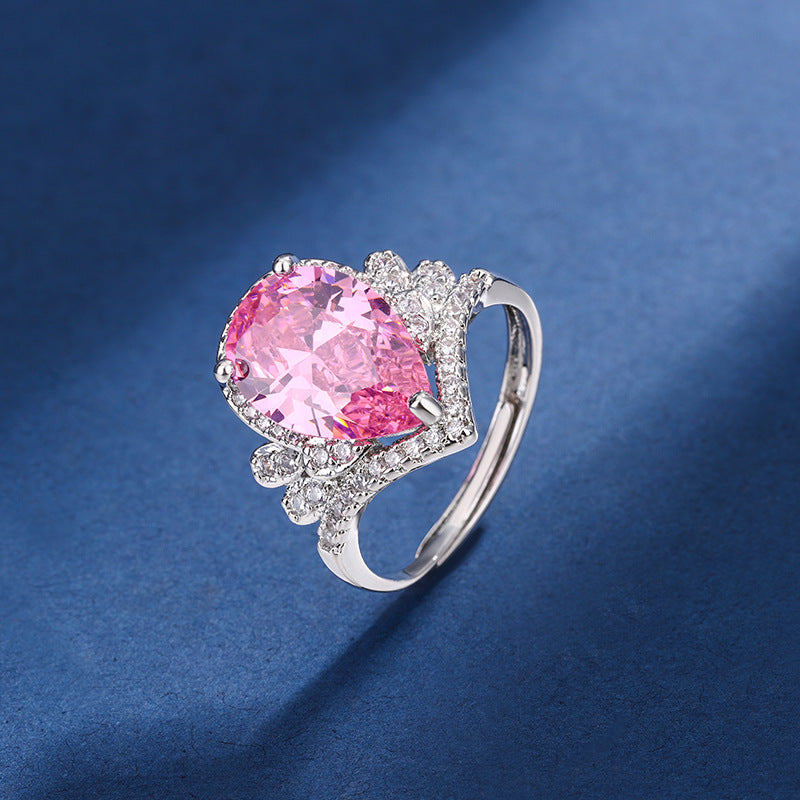 Live Broadcast Three-piece Water Drop Sweet Elegant Luxury Rings