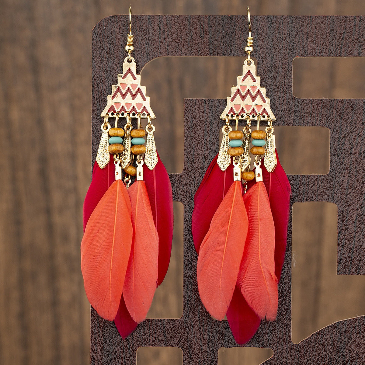 Eardrops Water Drop Feather Jewelry Retro Ethnic Style Earrings