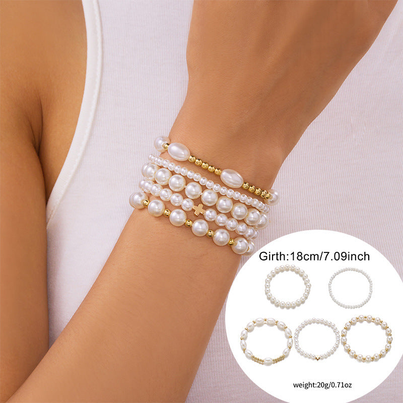 Women's High-grade Creative Imitation Pearl Love Beaded Bracelets