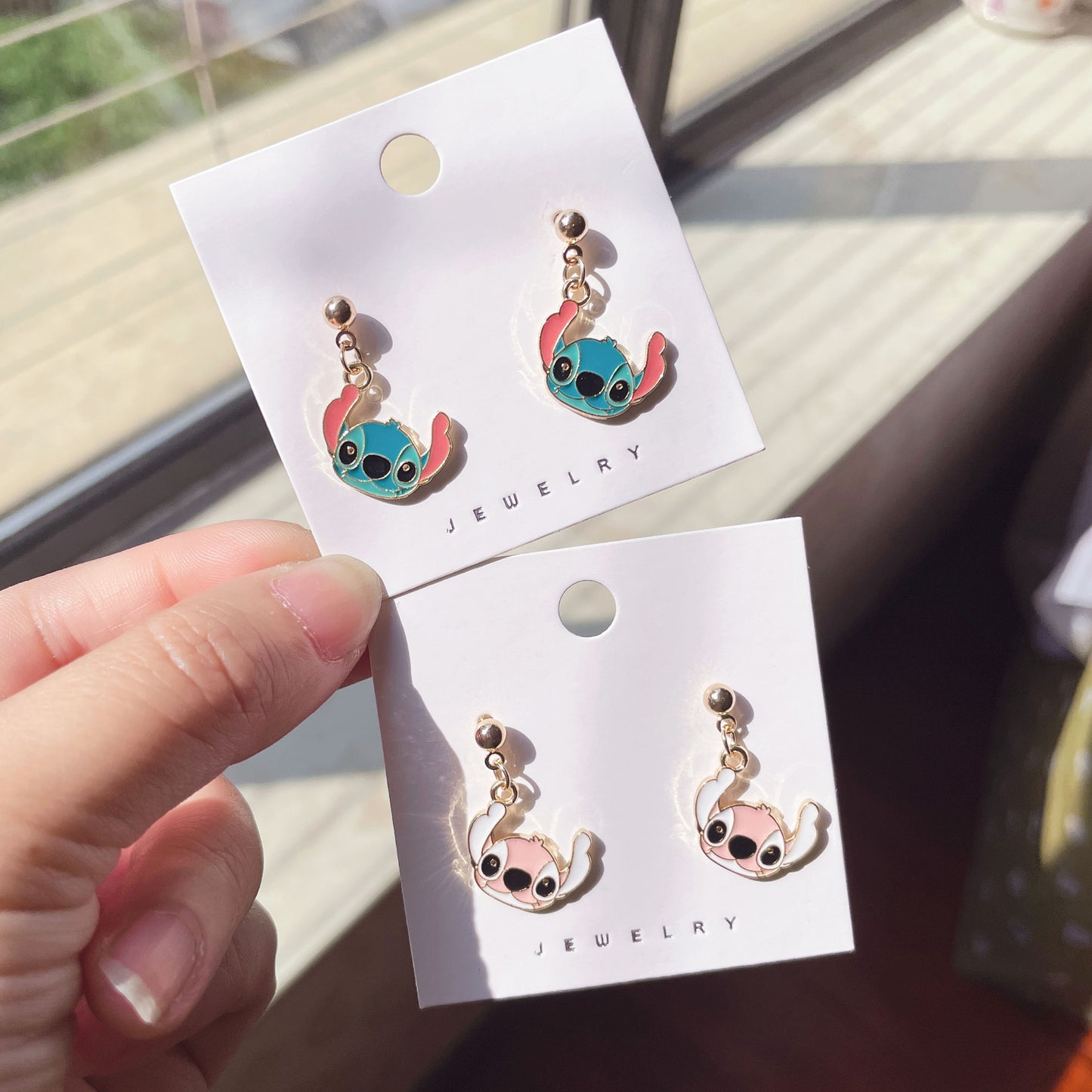 Personality Cartoon Stitch Cute Star Sier Earrings