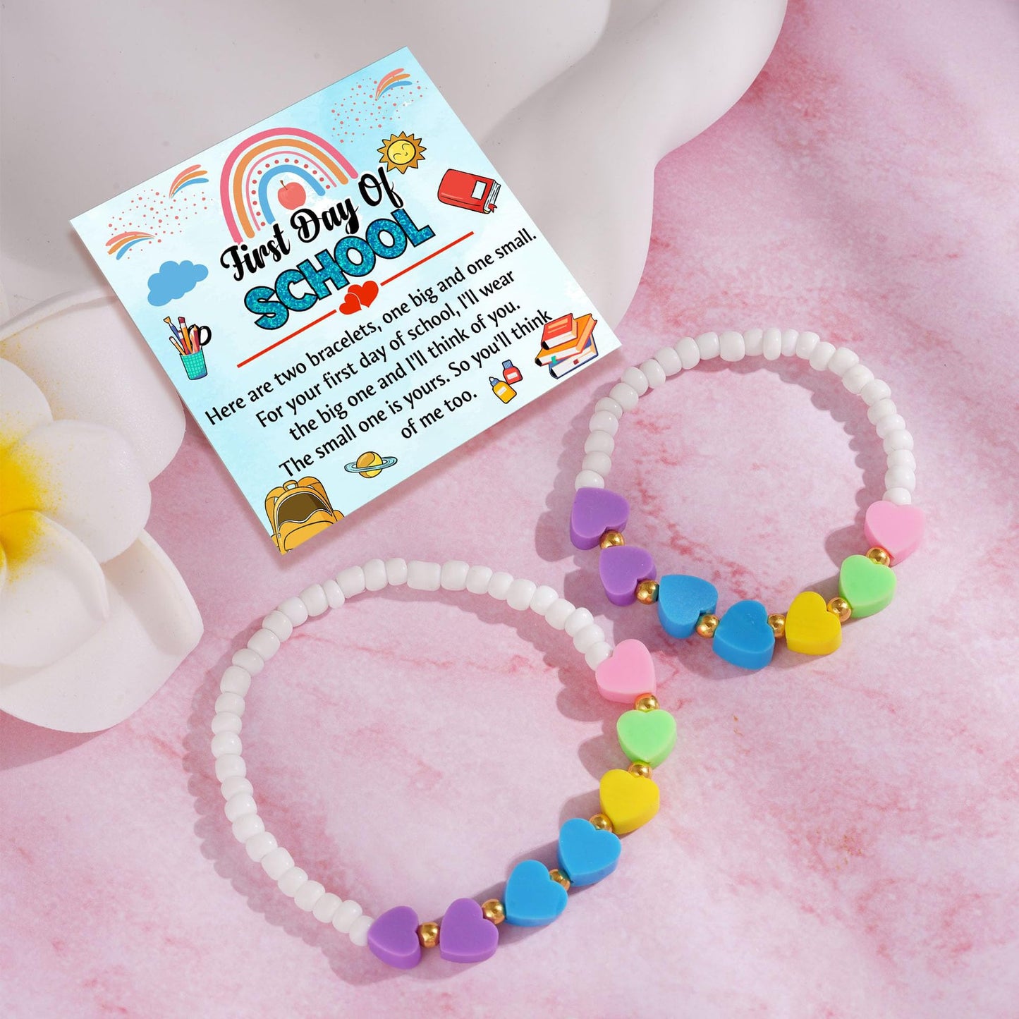 Colorful Bead Mother Daughter Golden Set Love Bracelets