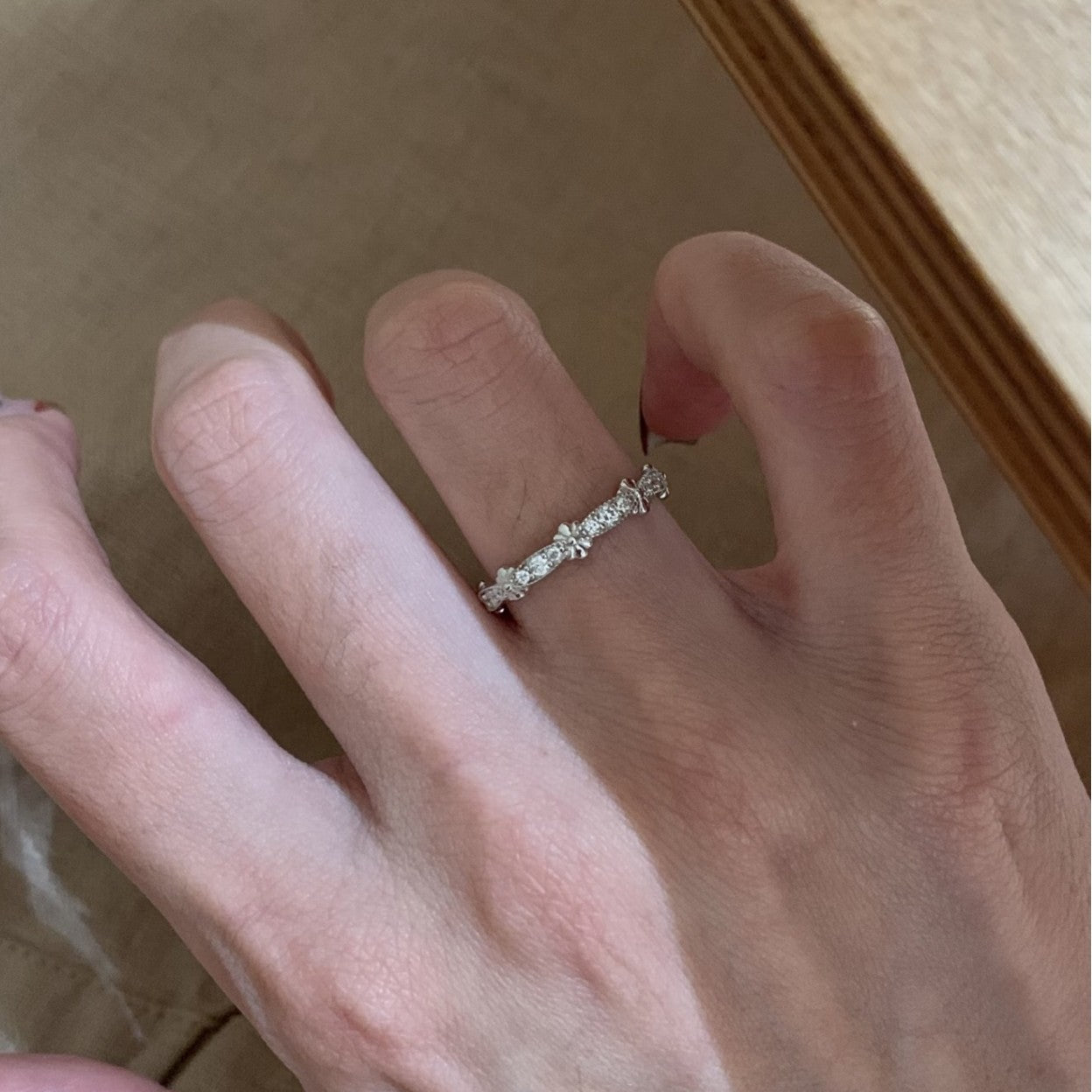 Women's Lace Small Row Diamond Style High Ring
