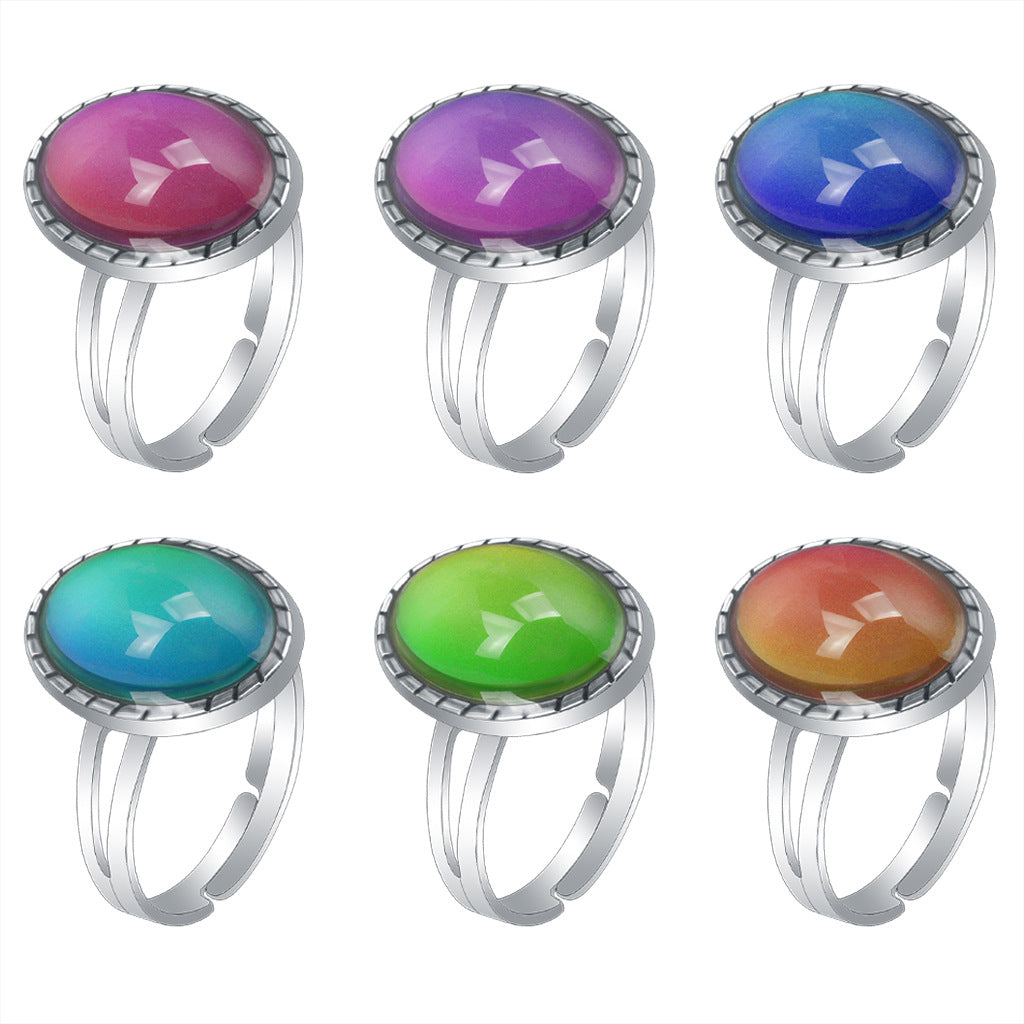 Fashion Charm Female High Profile Retro Gem Temperature Change Ring