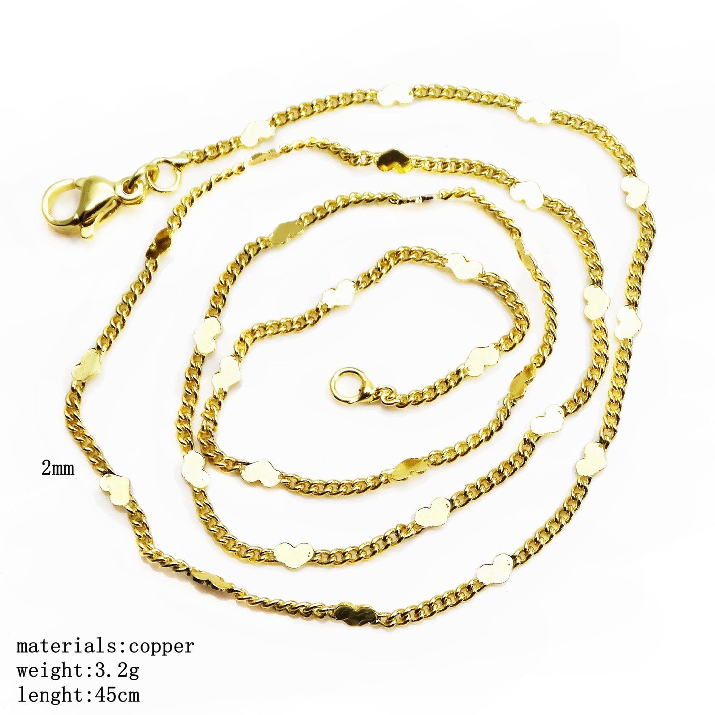 Box Chain O-shaped Bead Curb Hanging Necklaces