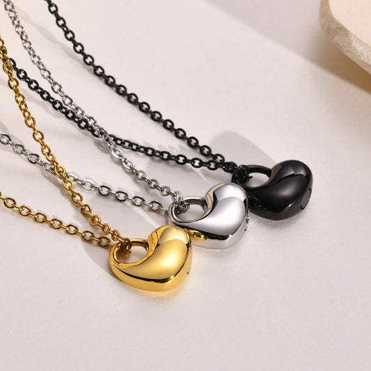 Women's Heart-shaped Cinerary Casket Openable Black Can Necklaces