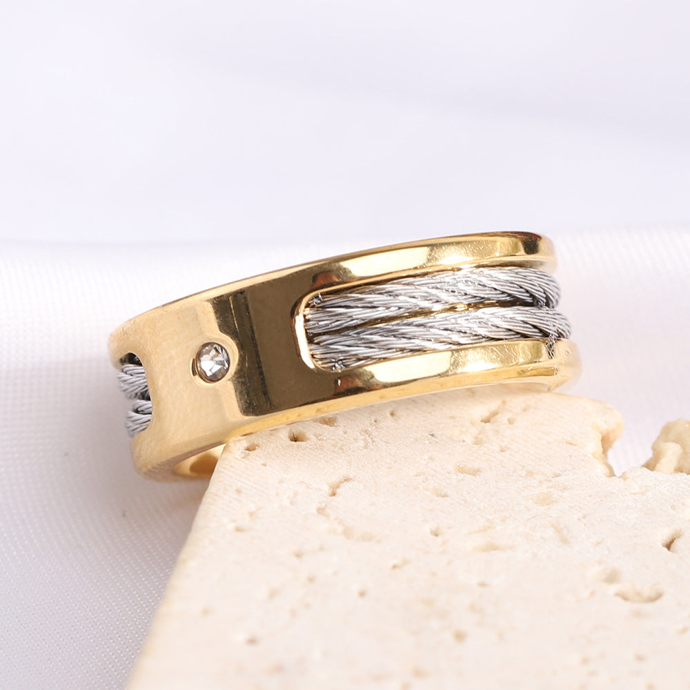 Women's Cable Steel Wire Glossy Stainless Fashion Rings