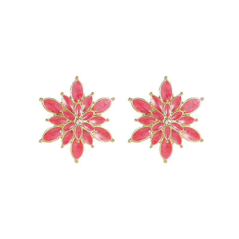Women's Three-dimensional Flower Dripping Korean Style High Sense Sier Earrings