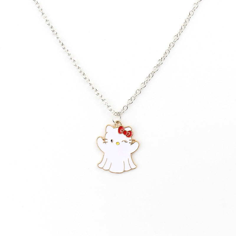 Demon Ghost Hello Kitty Alloy Dripping Necklaces