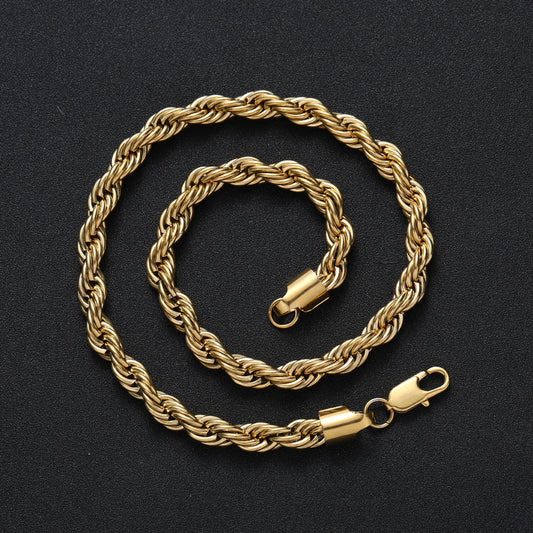 Men's Hop Style Stainless Steel Hemp Flowers Necklaces