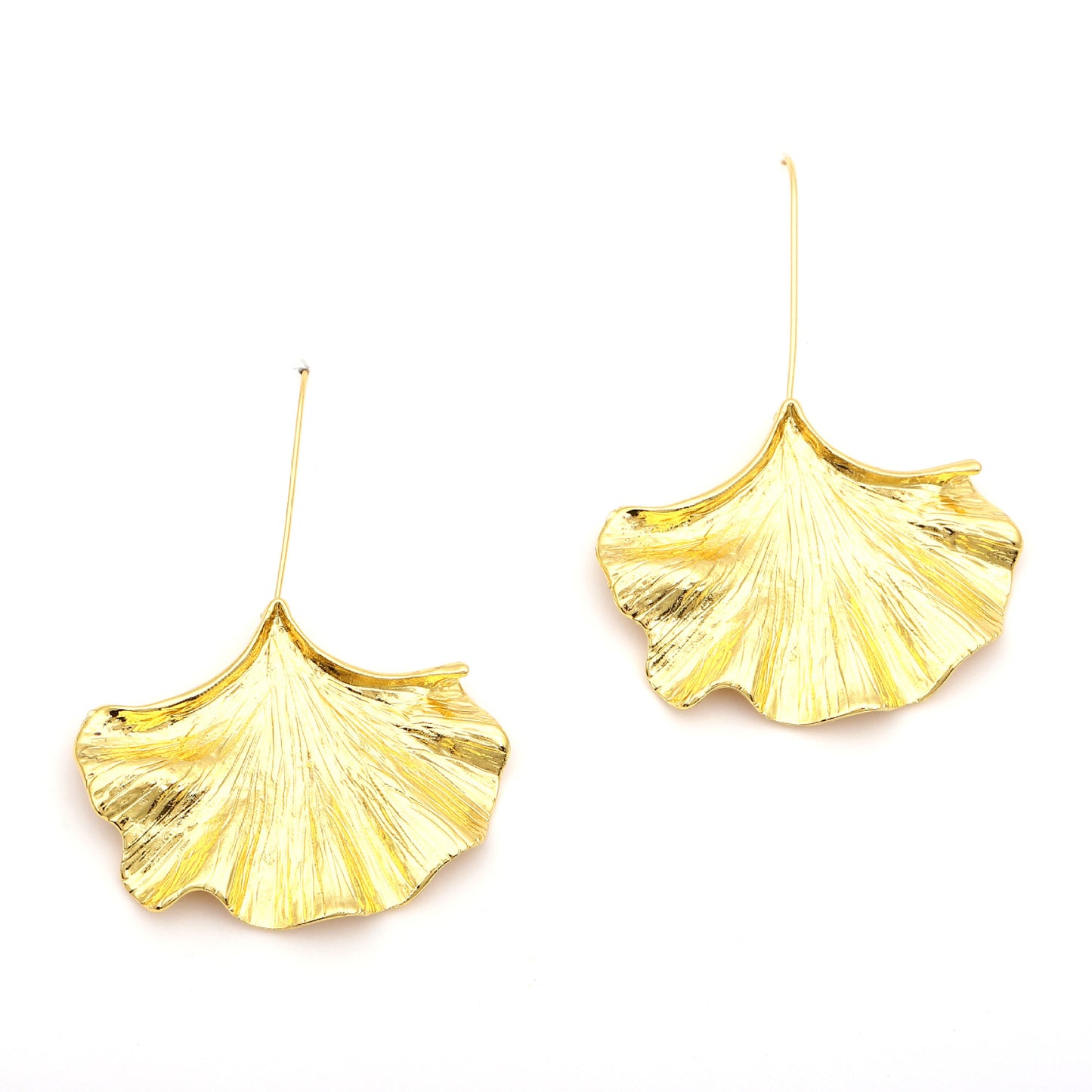 Creative Metal Texture Ginkgo Leaf Alloy Earrings