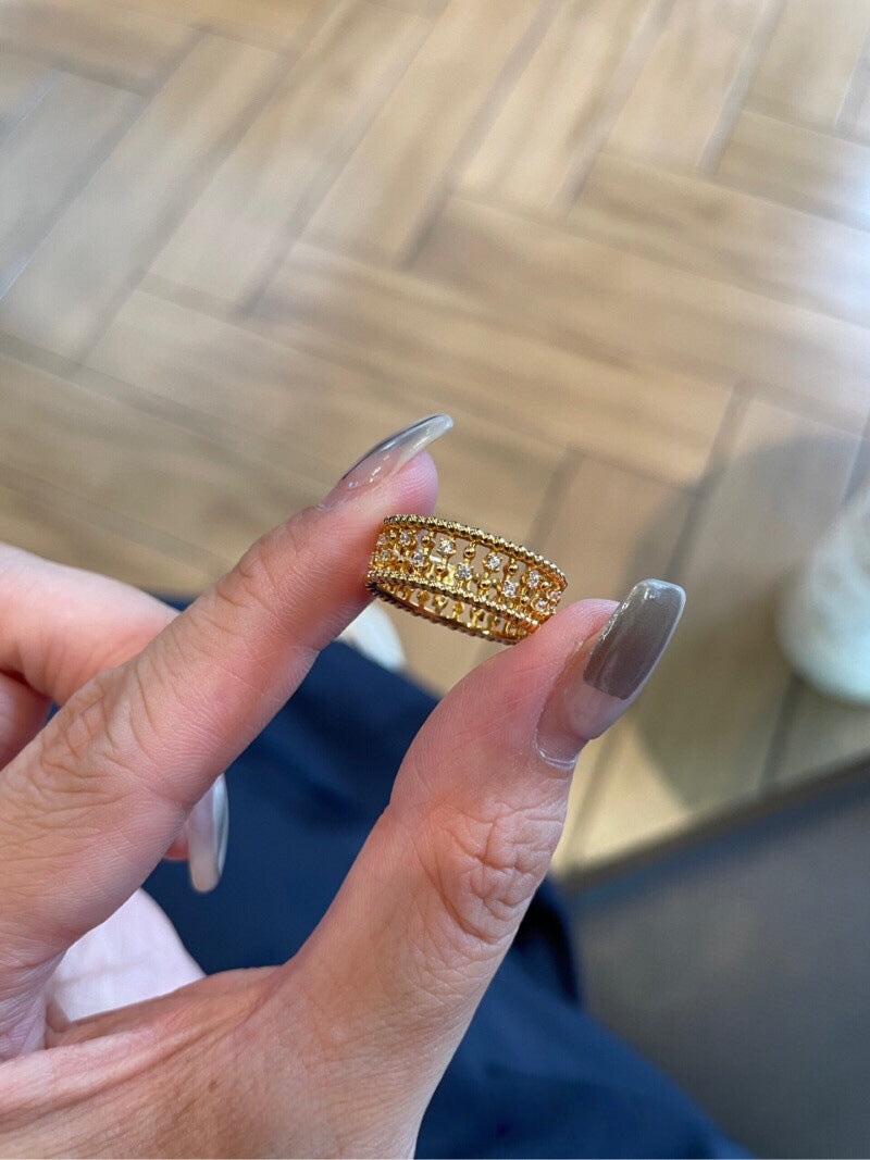 Money Style Square Diamond Gang Drill Rings