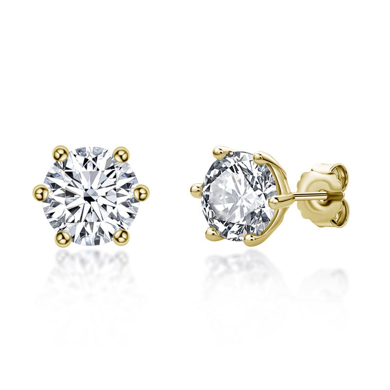 Women's Claw Color Moissanite Sterling Sier Gold Earrings