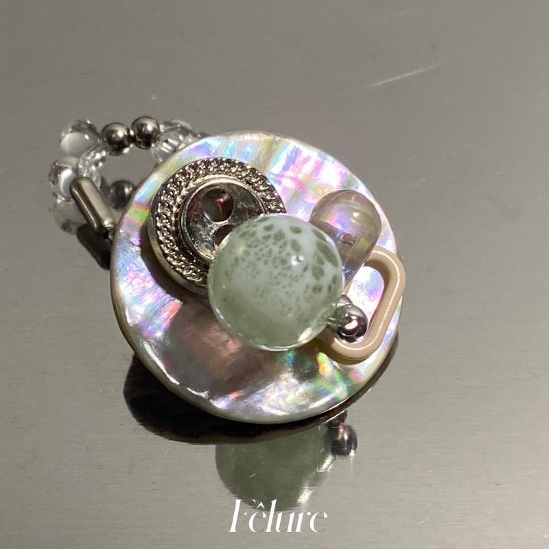 Niche Retro Sweet Colorful Summer Shell Button Elastic Ring