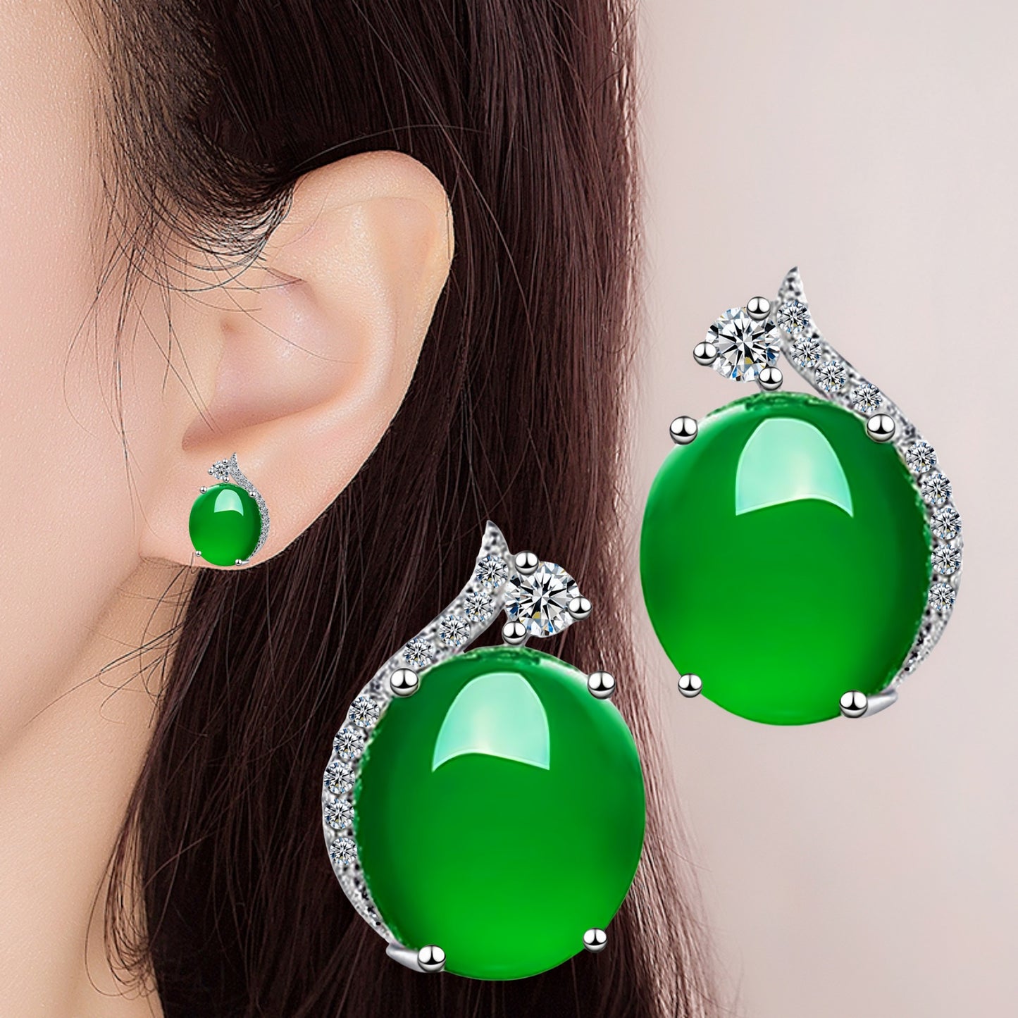 Elegant Emerald Simple Fashion Personality Ornament Earrings