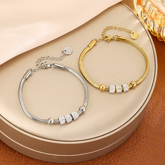 Women's Light Luxury Titanium Steel Snake Bones Chain Gold-plated Sier-plated Full Bracelet