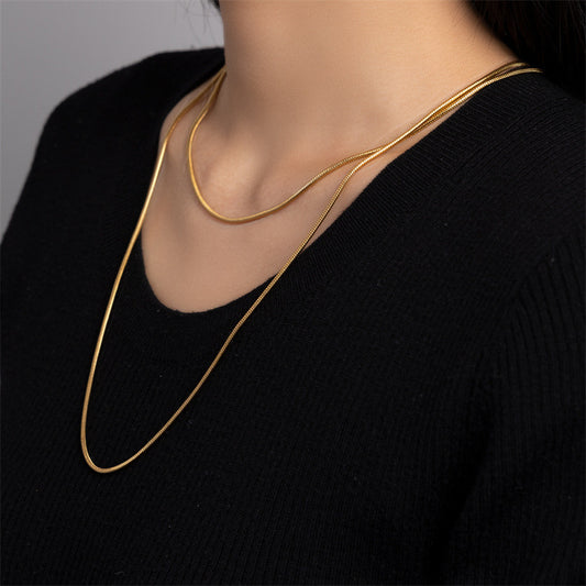 Women's Gold Plated Snake Bones Chain Light Luxury Plain Sweater Necklaces