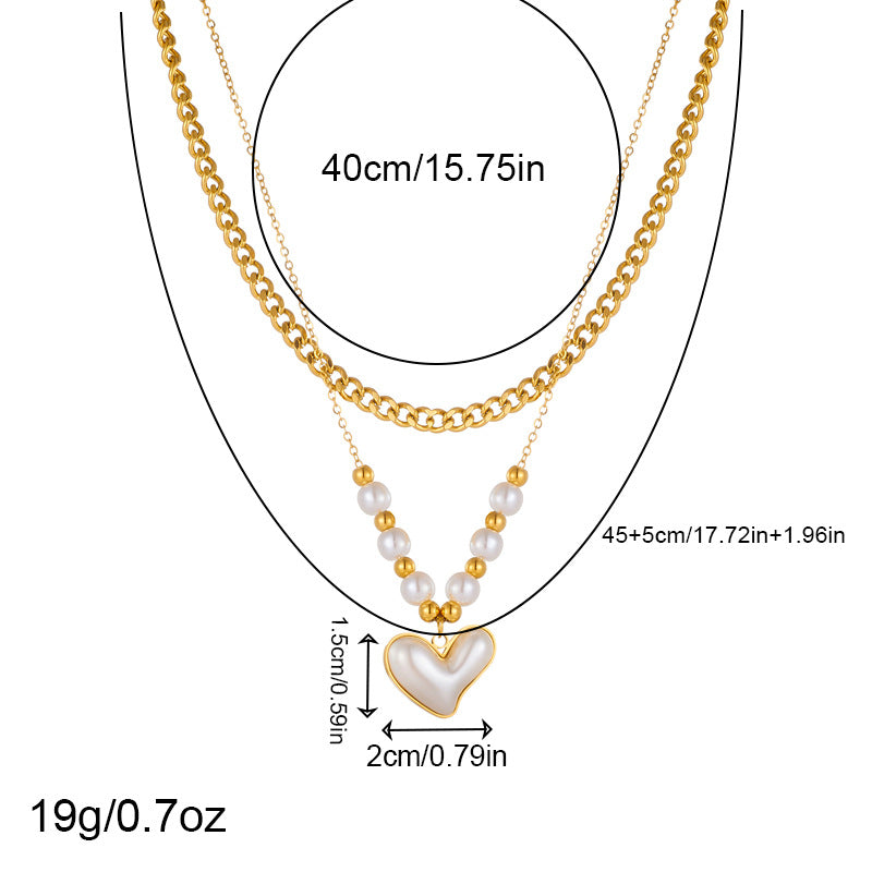 Retro Inlaid Pearl Heart Cross Eyes Pendants
