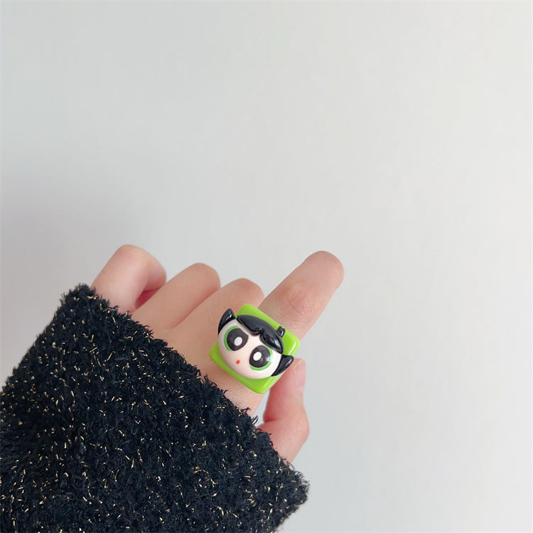 Style Cartoon Cute The Resin Color Macaron Rings