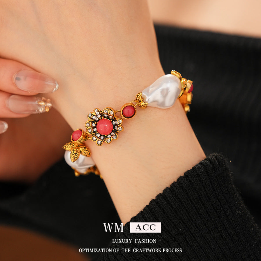 Women's Diamond Flower Pearl Light Luxury Minority Clavicle Necklaces