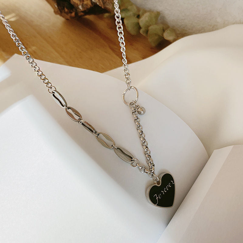 Titanium Steel Mosaic Heart Love Female Necklaces