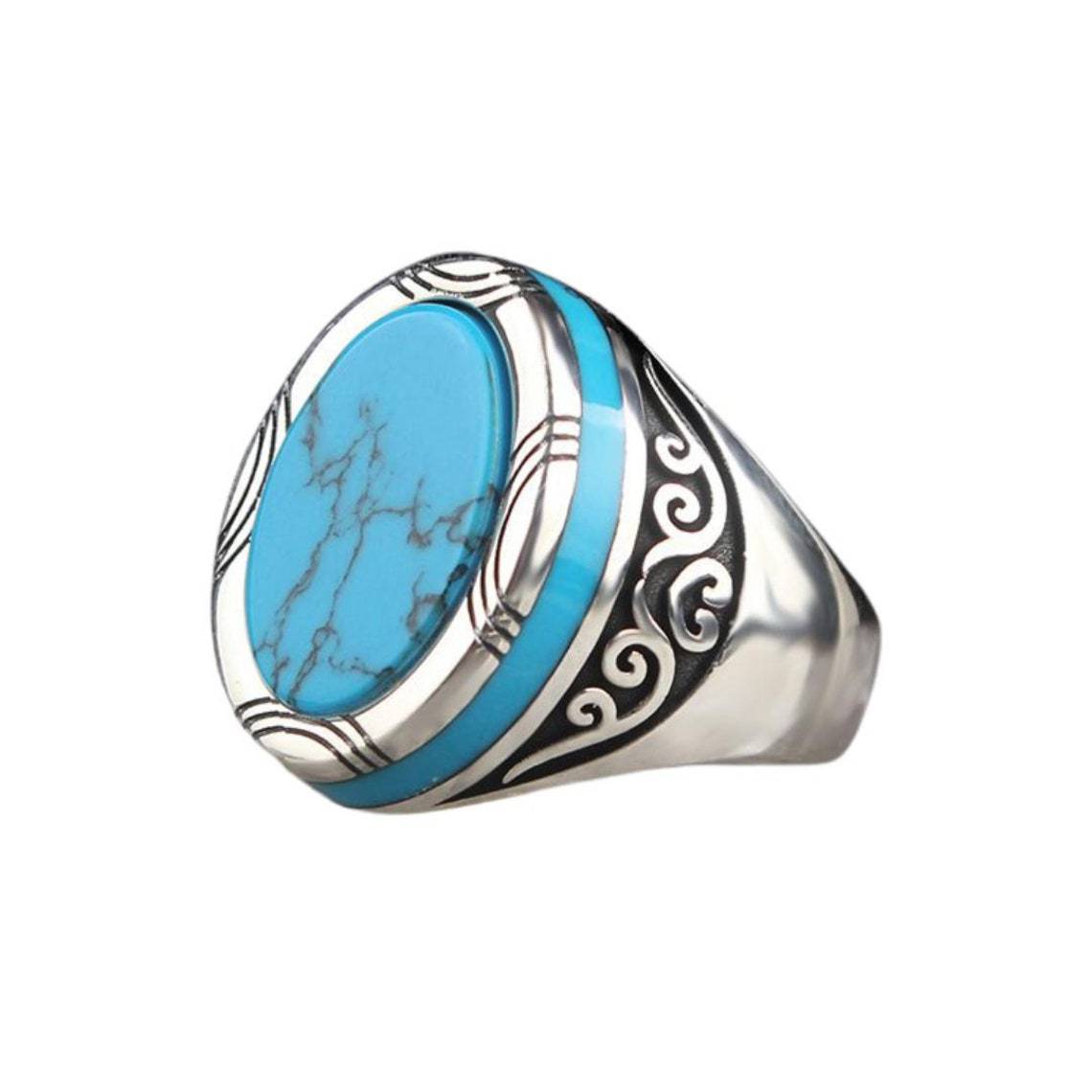 Men's Personality Retro Punk Gem Turquoise Rings