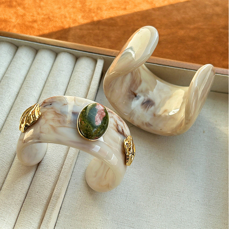 Shell Unakite Resin Female Vacation Style Amber Natural Stone Fashion Bracelet