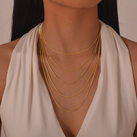 Women's Fashionable Stainless Steel Snake Chain Box Necklaces