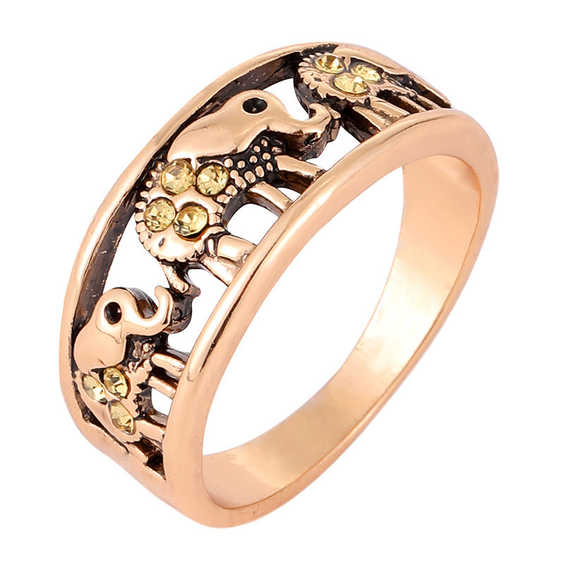 Retro Personalized Fashion Animal Couple Hollow Ancient Rings