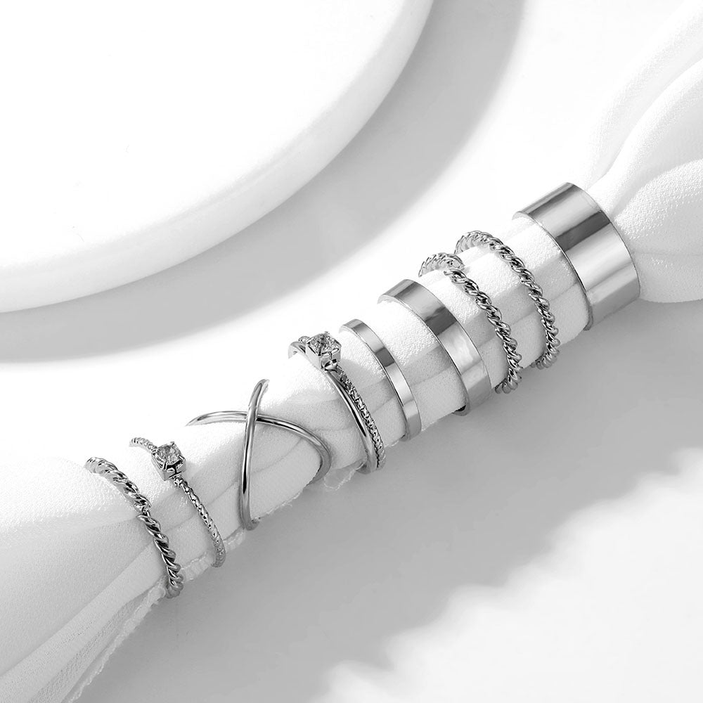 Joint Diamond Alloy Creative Twisted Pieces Rings