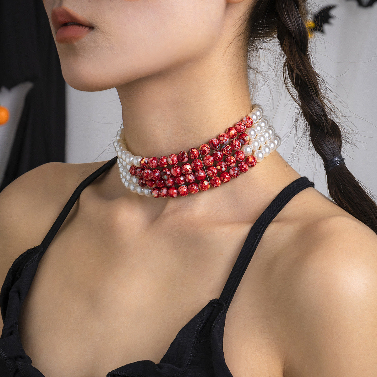 Style Pearl Creative Halloween Blood Drop Necklaces