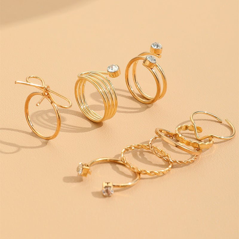 Hair Cold Wind Bow Twist V-shaped Open Rings