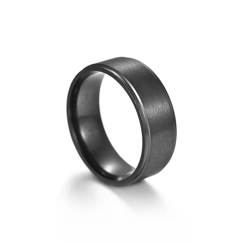 Men's Stainless Steel Ornament Matte Black Plated Rings