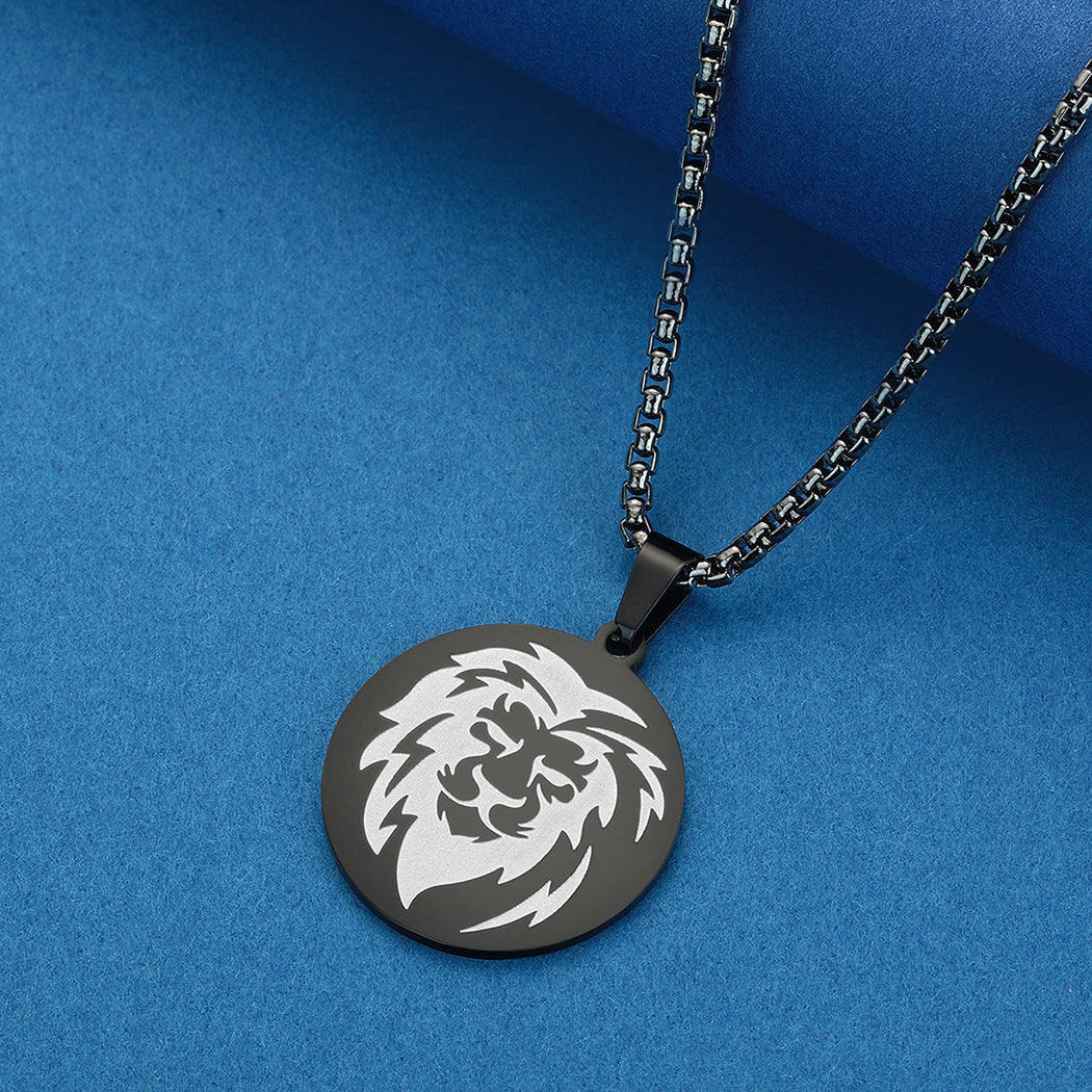 Men's Steel Fashion Carved Lion Personality Simple Necklaces