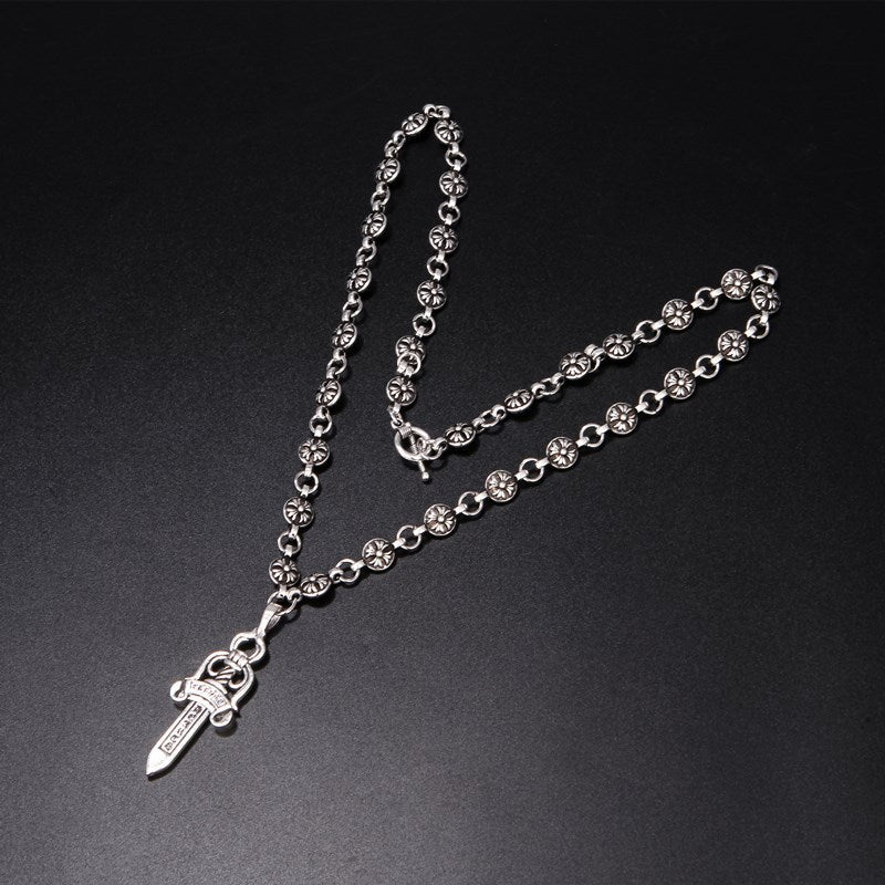 Electroplated Big Sword Sweater Chain Distressed Necklaces