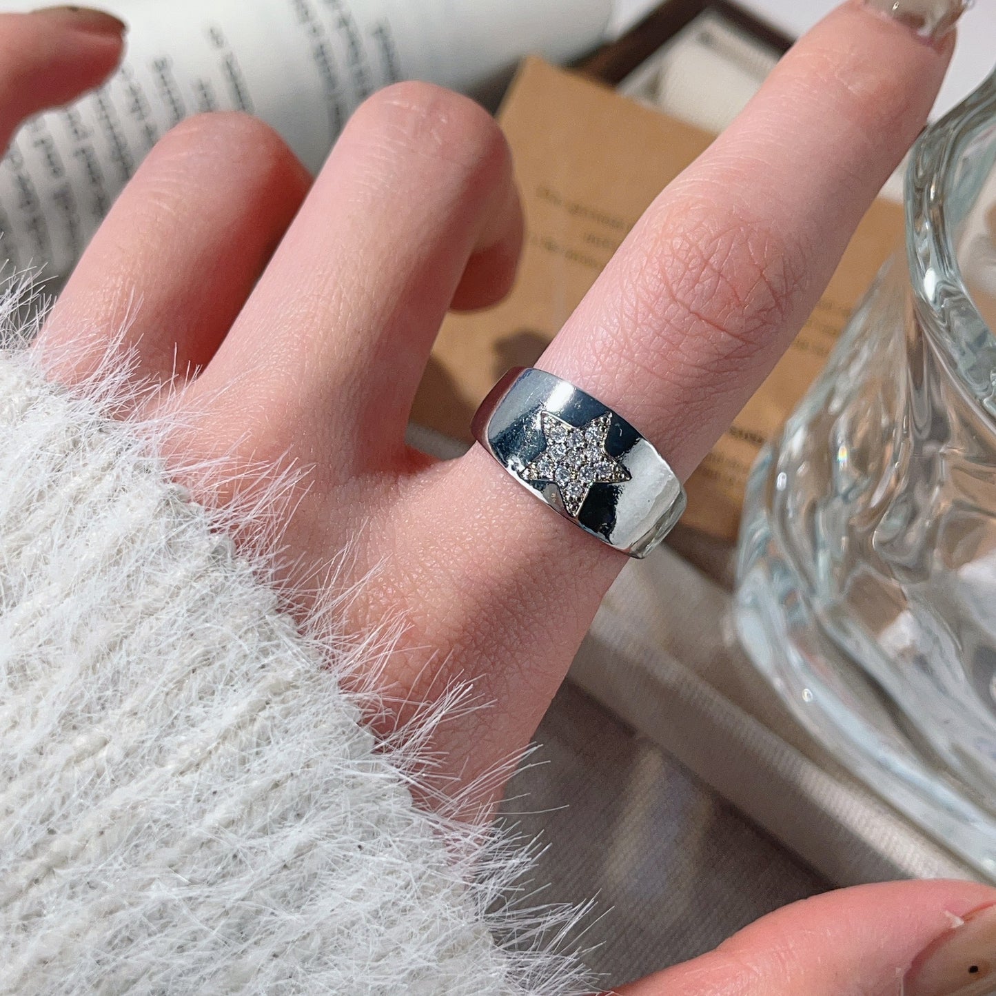 Women's Retro Style Cross With Skull Stitching Open Love Ring