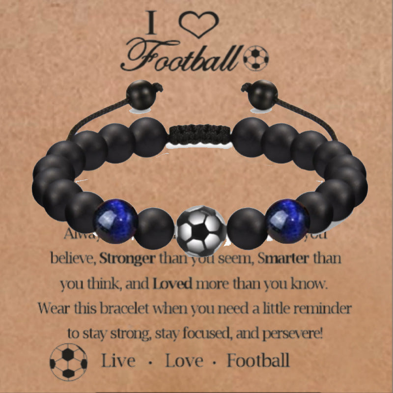 Men's Obsidian Frosted Woven Football Fashion Tigereye Volcanic Bracelets