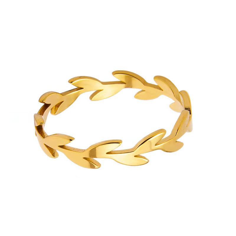 Fashion Simple Fresh Leaves Wheat Female Twin Rings