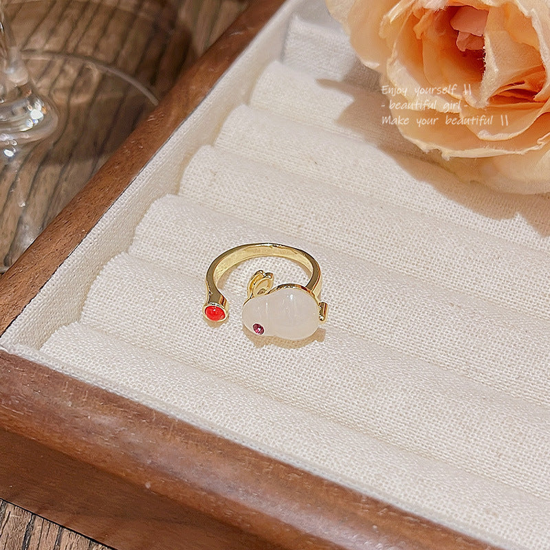 Open Adjustable Pearl Simple Cold Niche Ring