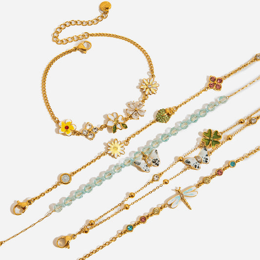 Sweet Style Niche With Zircon Flower Stainless Bracelets
