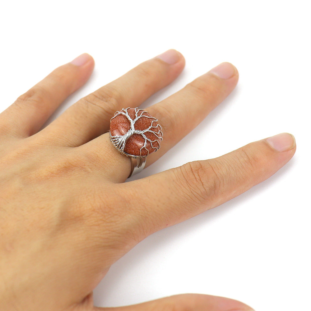 Handmade Winding Round Amethyst Lucky Tree Rings