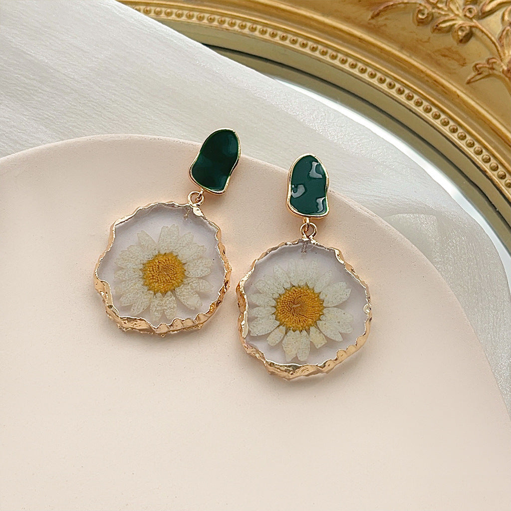 Flower French Retro Natural Dried Special Earrings