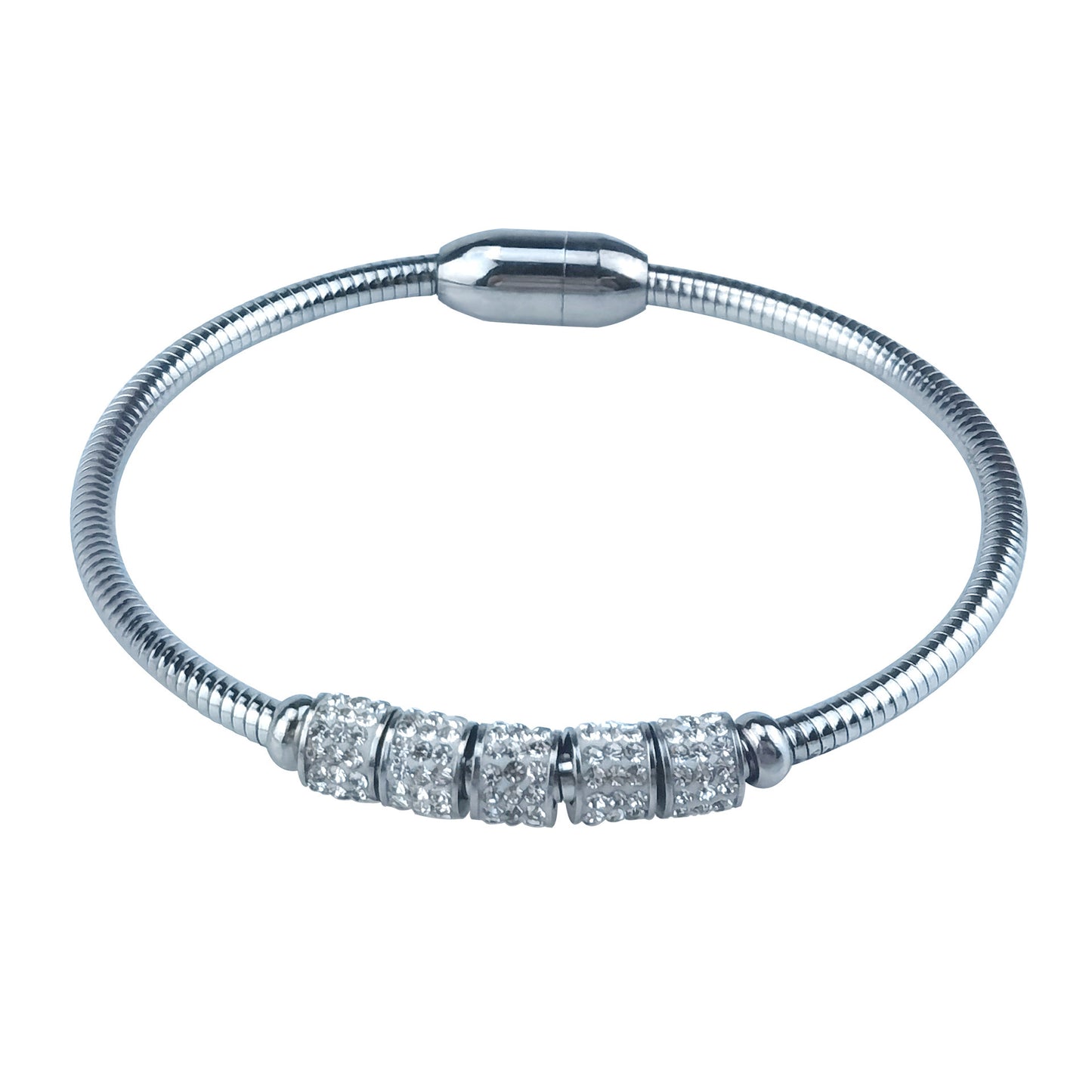 Simple Titanium Steel Diamond Stainless Magnetic Buckle Lucky Beads Beaded Bracelets