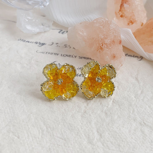 Women's Gradient Zircon Jasmine Flower For Niche Design Simple Fashion Earrings
