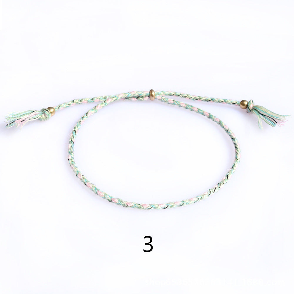 Women's & Men's Colorful Cotton String Friendship Copper Bead Bracelets