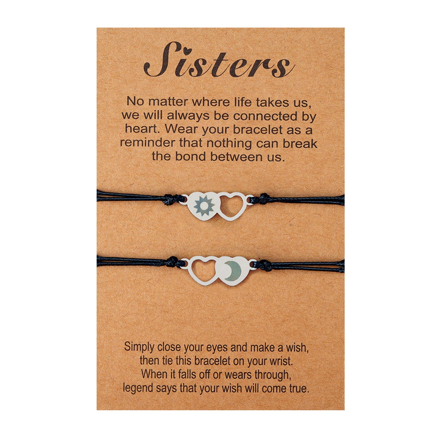 Heart-shaped Laser Sculpture Sun Moon Good Friends Bracelets